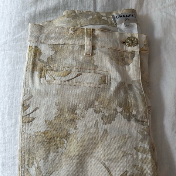 Chanel jeans ecru floral